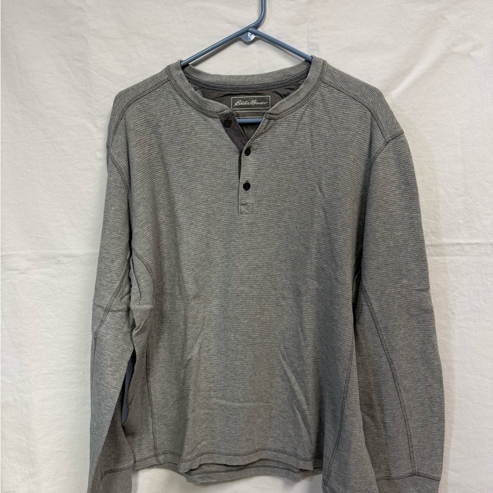 Eddie Bauer Men's Heather Gray Long-Sleeve Henley